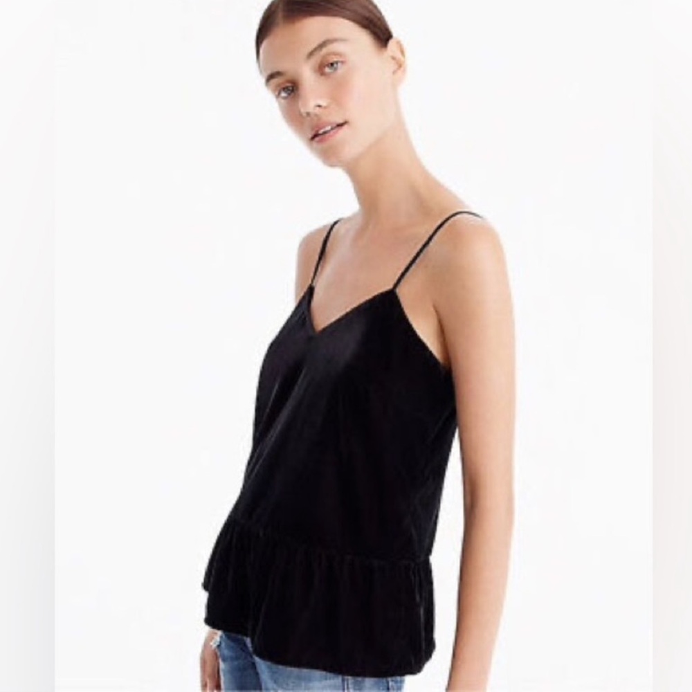 J.Crew peplum velvet cami top.